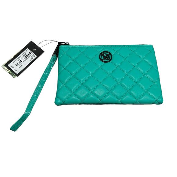 NWT! Badgley Mischka Diamond Green Quilted Clutch - Picture 6 of 6